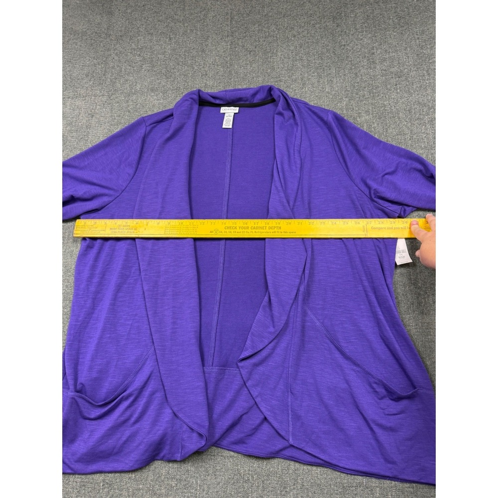 Catherines Purple Open Front Slub Knit Cardigan Jacket 3X 26/28W NWT Pockets - Picture 2 of 6